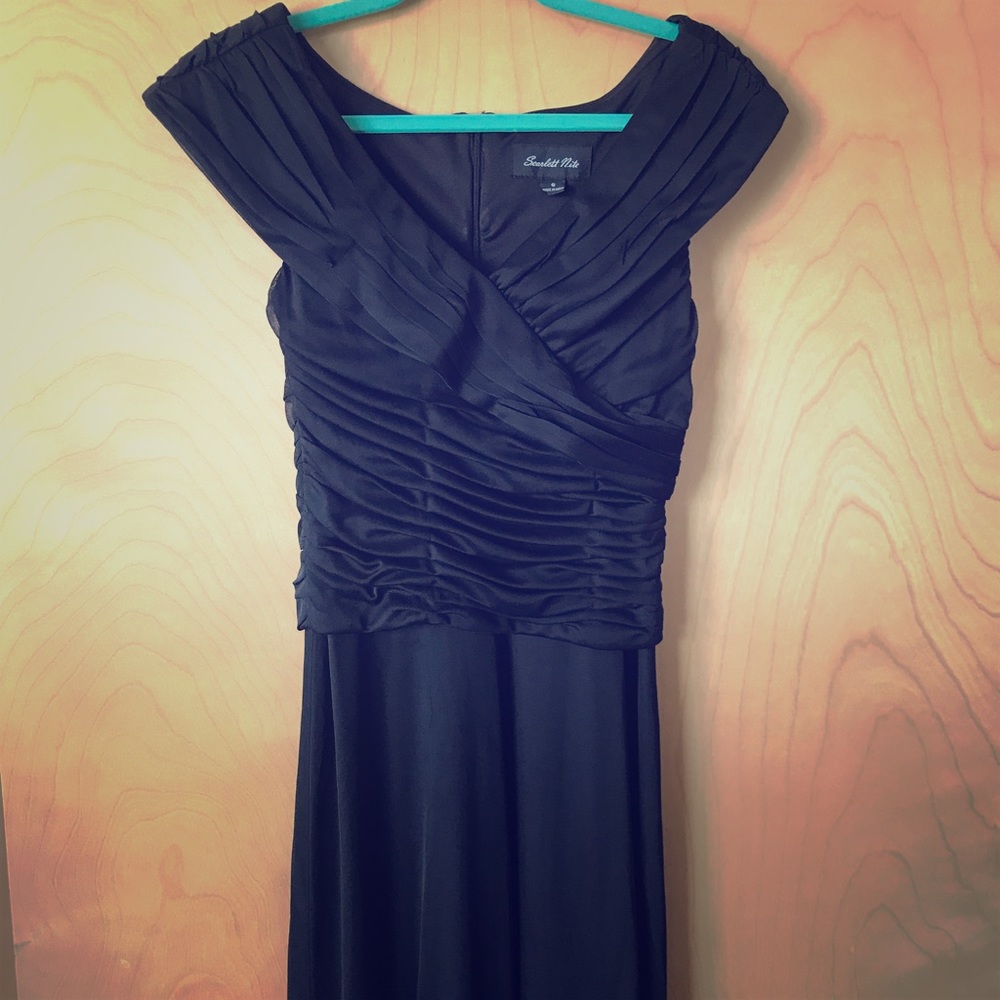 Ruched bodice black evening dress size 8